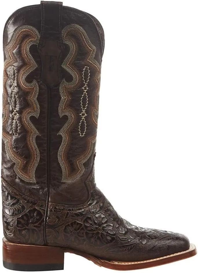 Women's Embossed Floral Hand Tool in Chocolate Brown Cowgirl Boots