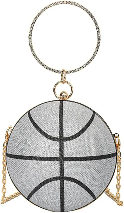 Women's Evening Bag Round Ball Clutch Bag Glitter Shoulder Bag Bridal Wedding Purse Sparkly Rhinestones Handbag