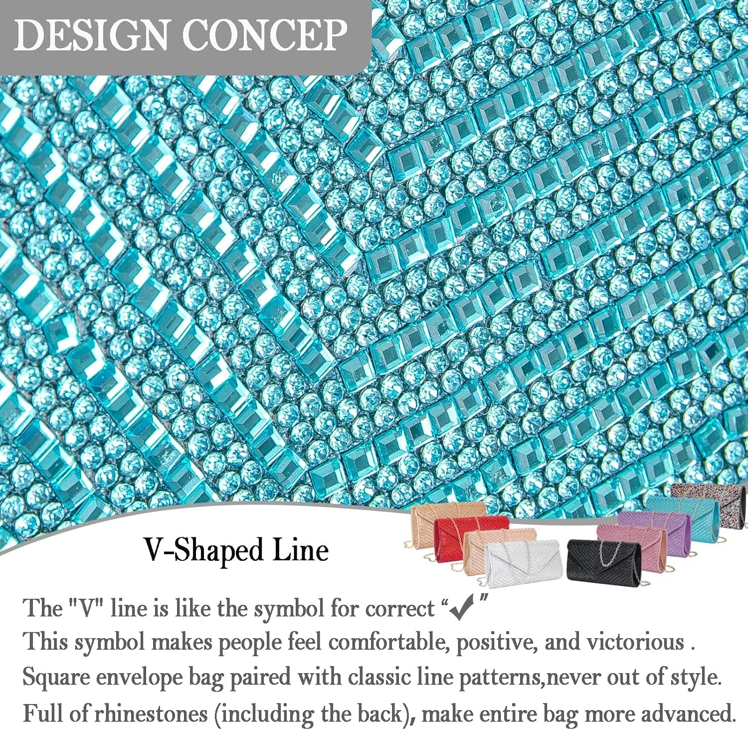 Women's Evening Handbags Envelope Clutch Purses Ladies Crossbody Bags Rhinestone Wedding Bag Shoulder Bag for Women