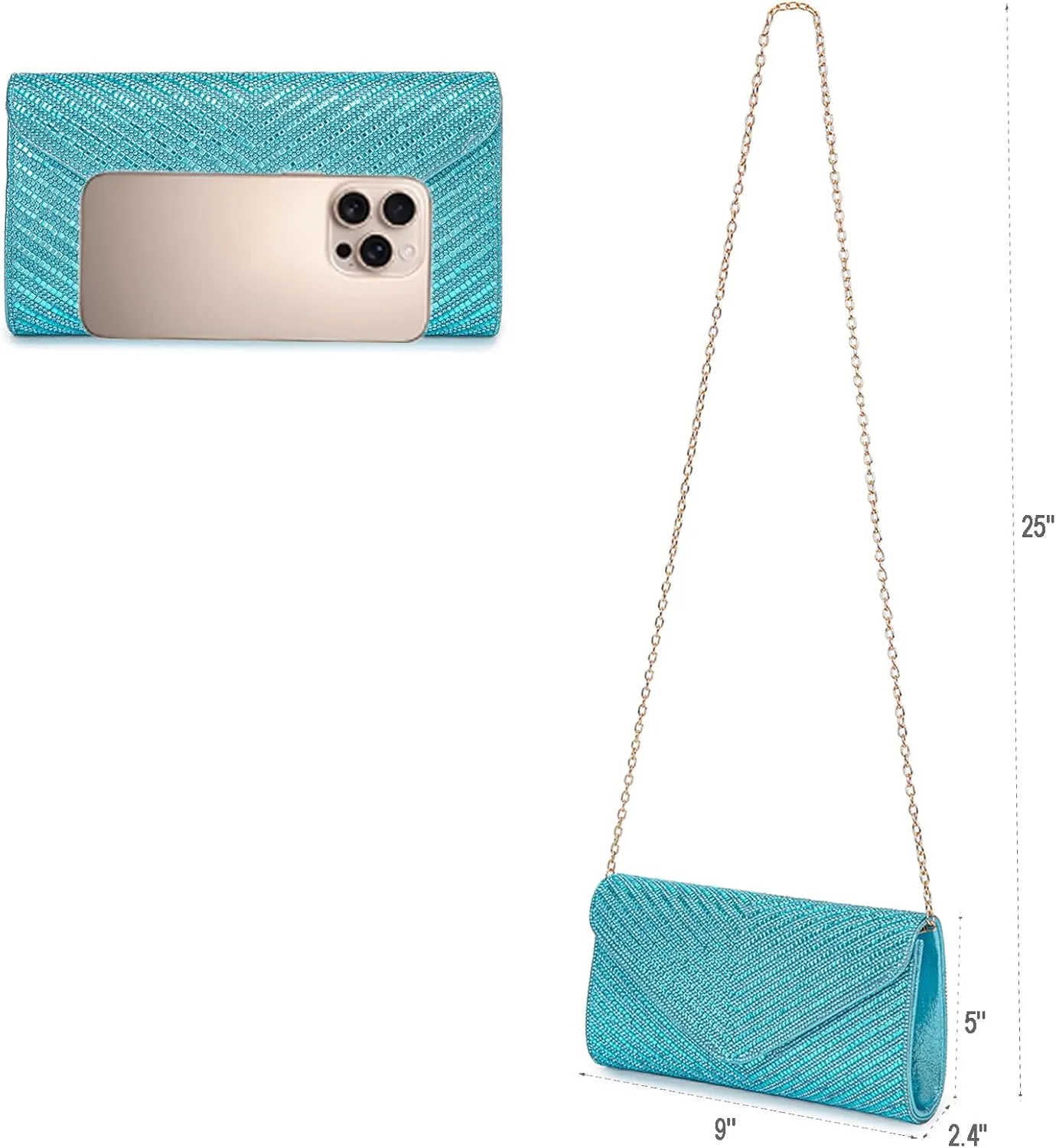 Women's Evening Handbags Envelope Clutch Purses Ladies Crossbody Bags Rhinestone Wedding Bag Shoulder Bag for Women