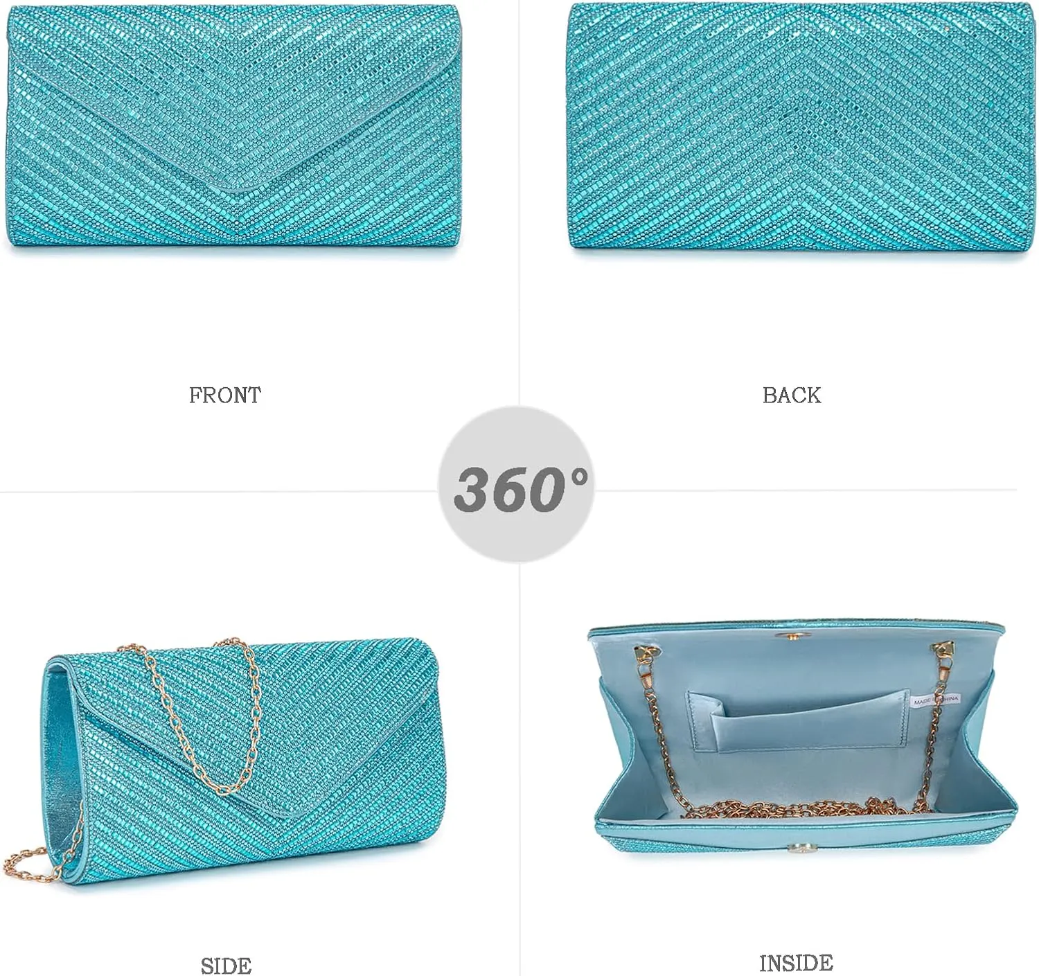 Women's Evening Handbags Envelope Clutch Purses Ladies Crossbody Bags Rhinestone Wedding Bag Shoulder Bag for Women