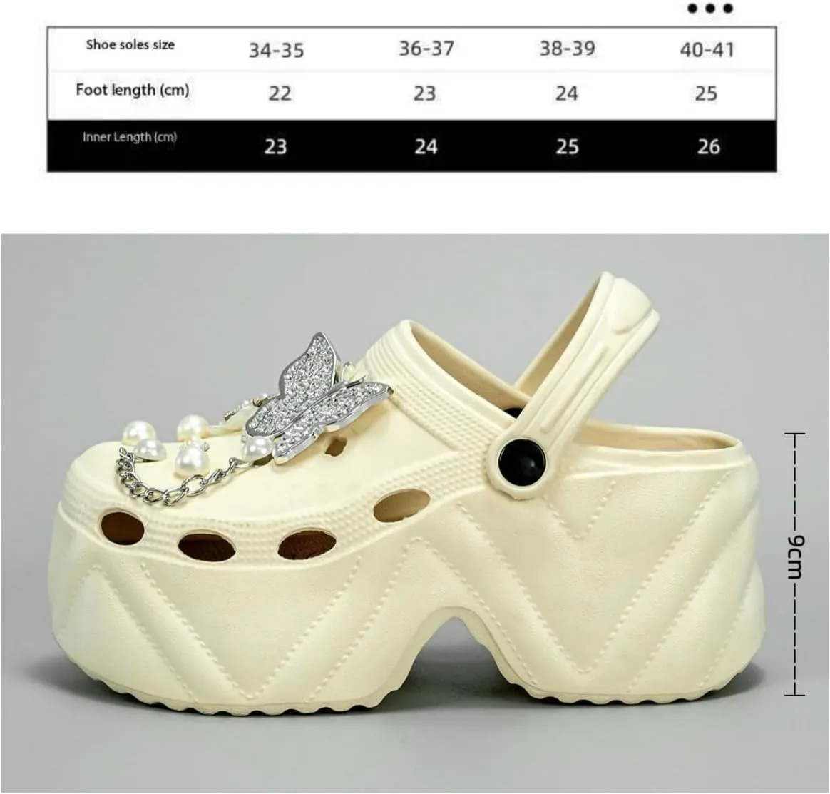 Women's Fashion Clogs Silver Butterfly High Heel Faux Leather Clogs Non-Slip Beach Slippers Sandals