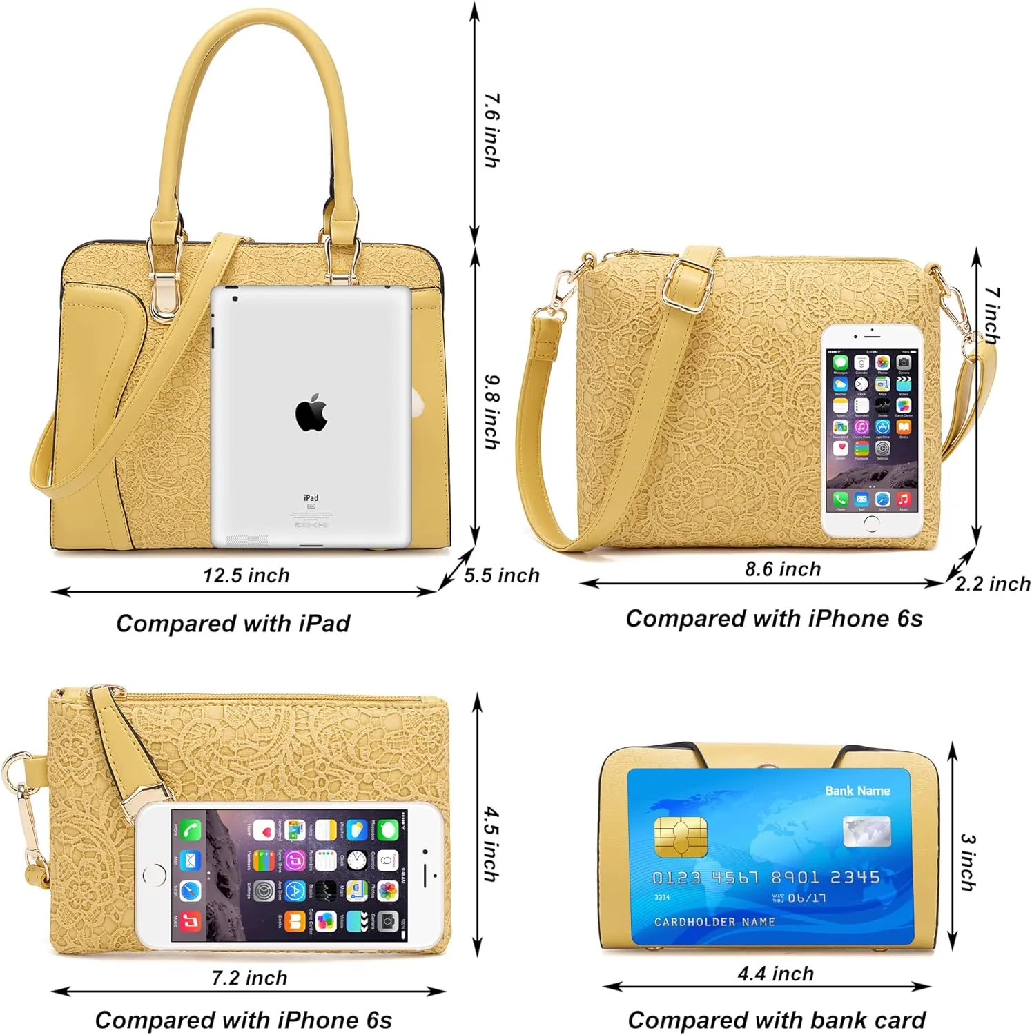Women's Fashion Handbags Tote Bags Shoulder Bag Top Handle Satchel Purse Set 4pcs