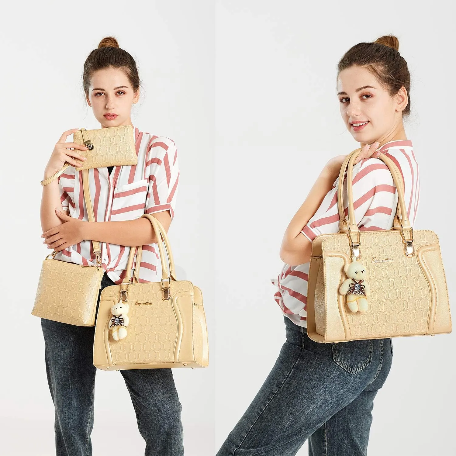 Women's Fashion Handbags Tote Bags Shoulder Bag Top Handle Satchel Purse Set 4pcs