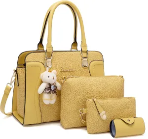 Women's Fashion Handbags Tote Bags Shoulder Bag Top Handle Satchel Purse Set 4pcs