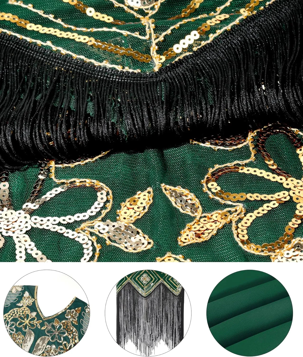 Women's Flapper Dress 1920s Vintage Fringed Sequin Dress Great Gatsby 1920s dresses Set for Women Christmas Party