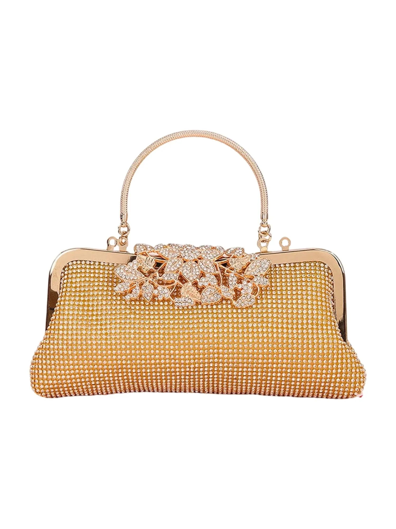 Women’s Flower Rhinestones Top Handle Evening Clutch Bags