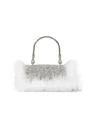 Women's Furry Rhionestones Evening Clutch Bags