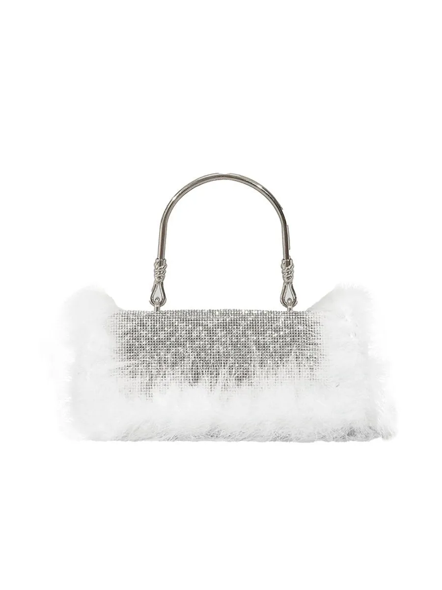Women's Furry Rhionestones Evening Clutch Bags