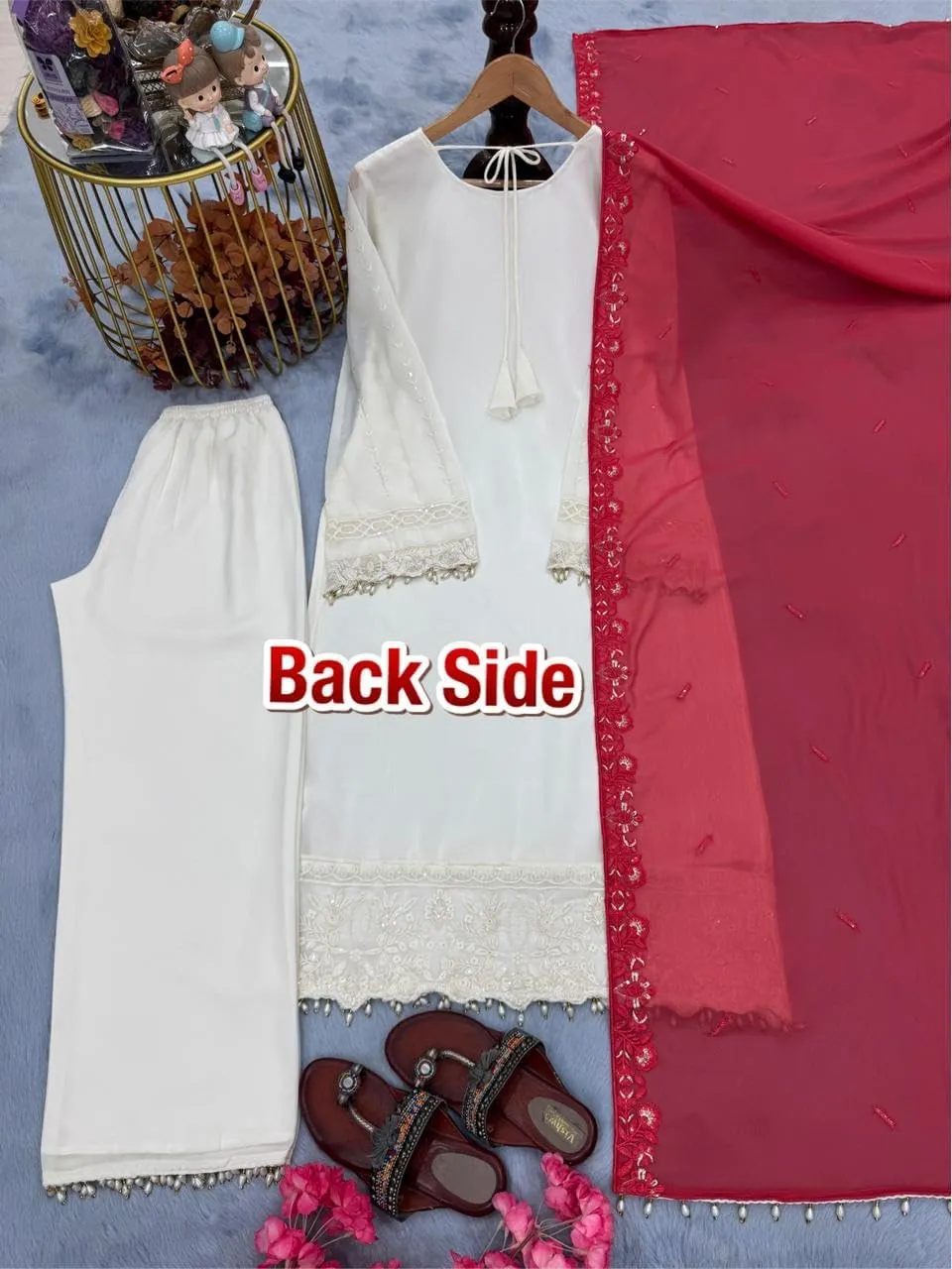 Women's Heavy Faux Georgette Embroidered Suit Set with Plazzo & Dupatta | 3mm Sequins Work | Full Stitched | Party Wear