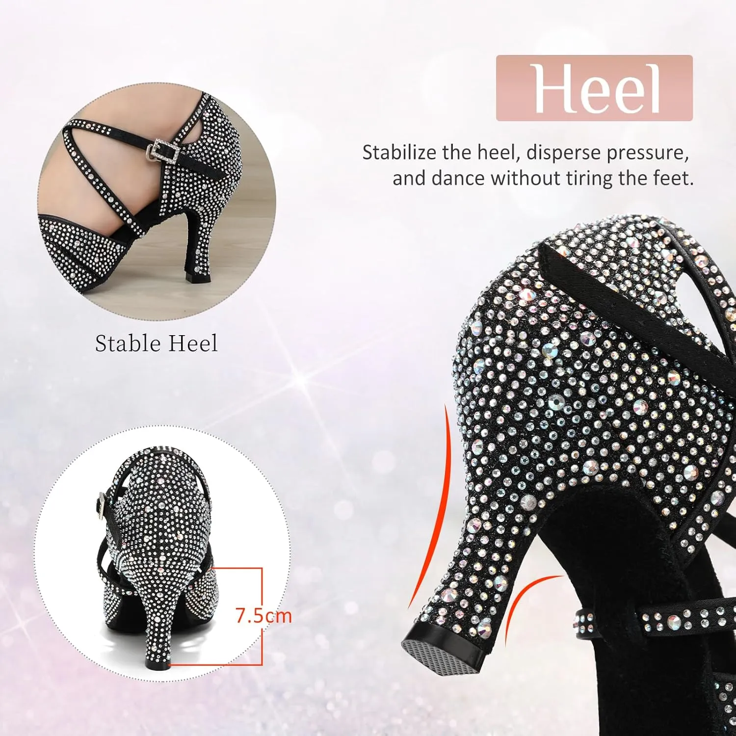 Women's Latin Dance Shoes Rhinestones Satin Professional Bachata Performance Salsa Ballroom Dance Shoes,Model L388