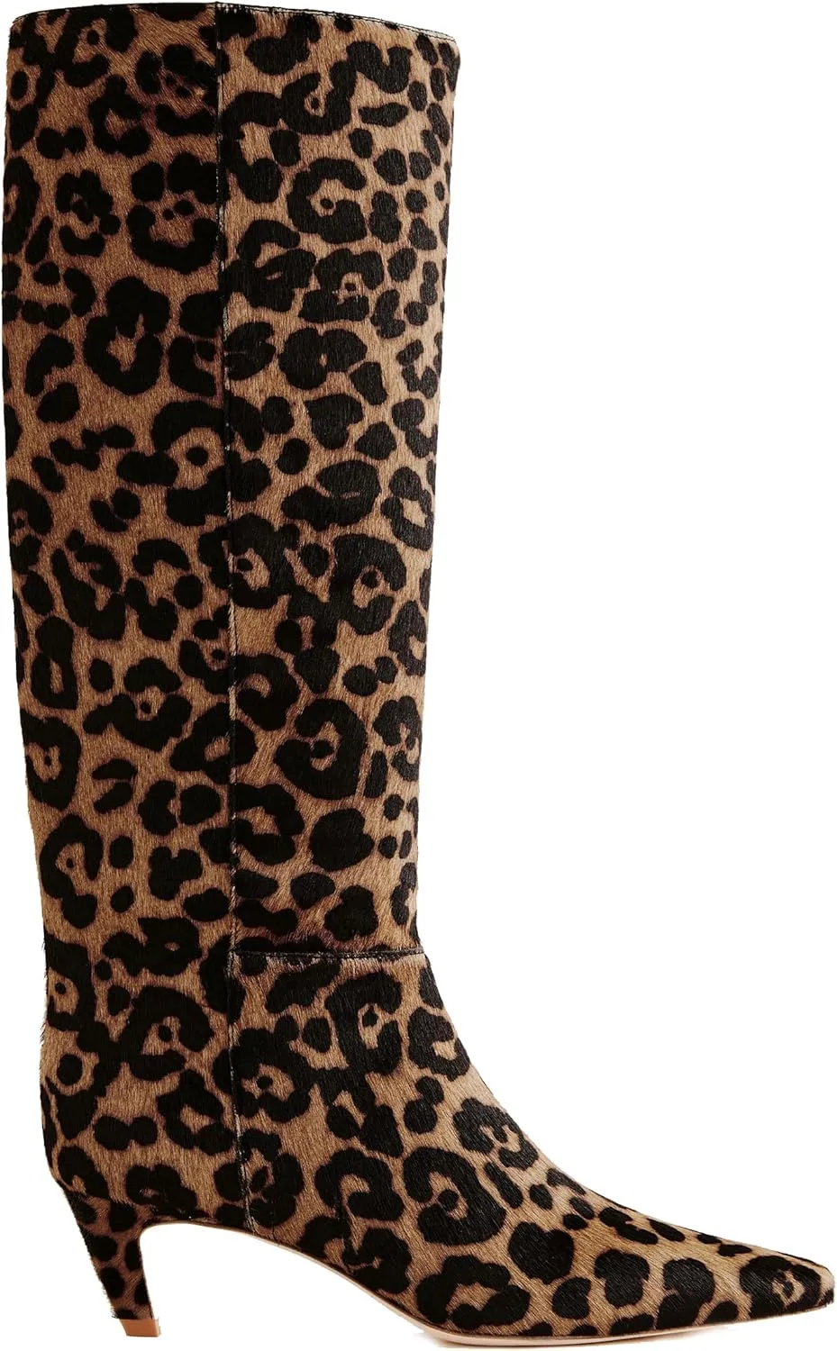 Women's Leopard Print Knee High Boots Square Toe Kitten Heel Pull-on Tall Boots Fashion Fall Boot