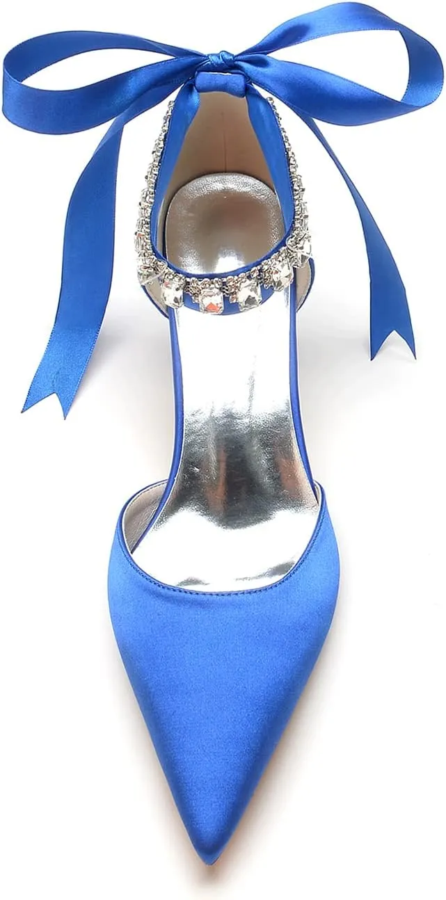 Women's Low Heel Wedding Shoes for Bride Pointed Toe Pearl Wedding Heels Bridal Shoes
