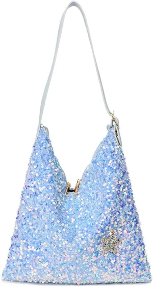 Womens Mermaid Sequins Shoulder Bag Reversible Sequin Handbag Purse Sparkling Tote Shiny Hobo Bag