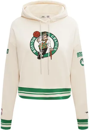 Womens NBA Boston Celtics Retro Classics Cropped Pullover Hoodie Eggshell/Kelly Green M