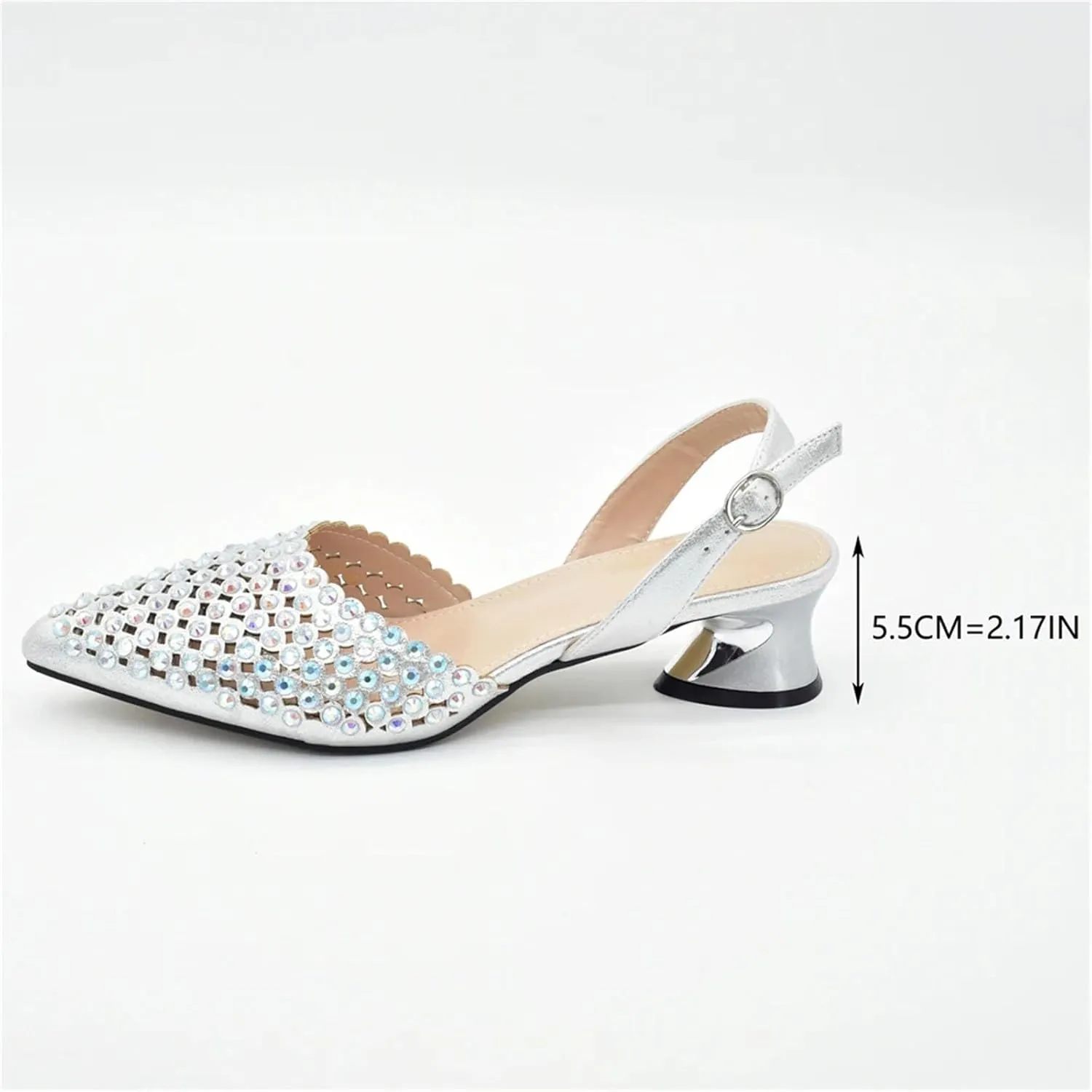 Womens Nigerian Inspired Designer Evening Shoes and Shoulder Bag Combo Rhinestone Accented High Heels for Bride