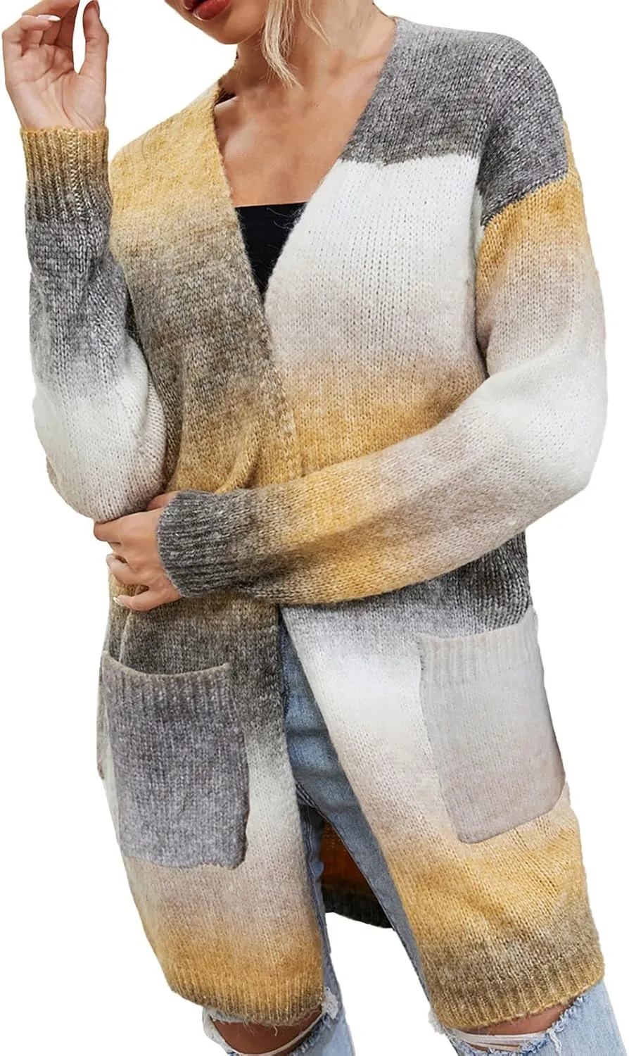 Womens Oversized Cardigan Sweaters Button Down Knit Fashion Sweater Fall Casual Lightweight Open Front Outwear