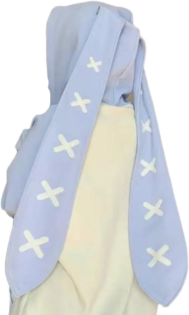 Women's Plus Size Kawaii Long Rabbit Ears Hooded Sweater Girl Sweet Y2K Hoodie Coat