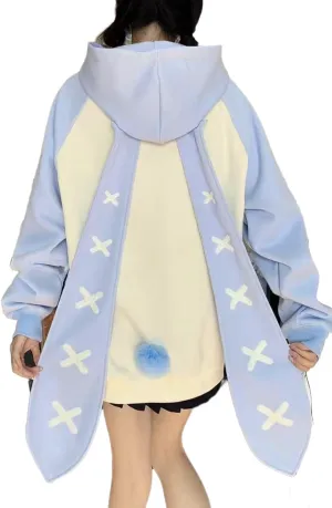 Women's Plus Size Kawaii Long Rabbit Ears Hooded Sweater Girl Sweet Y2K Hoodie Coat