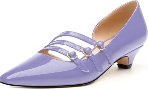 Women's Pumps with Square Toe, 1.3-inch Low Heels, Slip-On Design, Solid Faux Patent Leather, Elegant Dress Shoes for Office, Party, and Dating