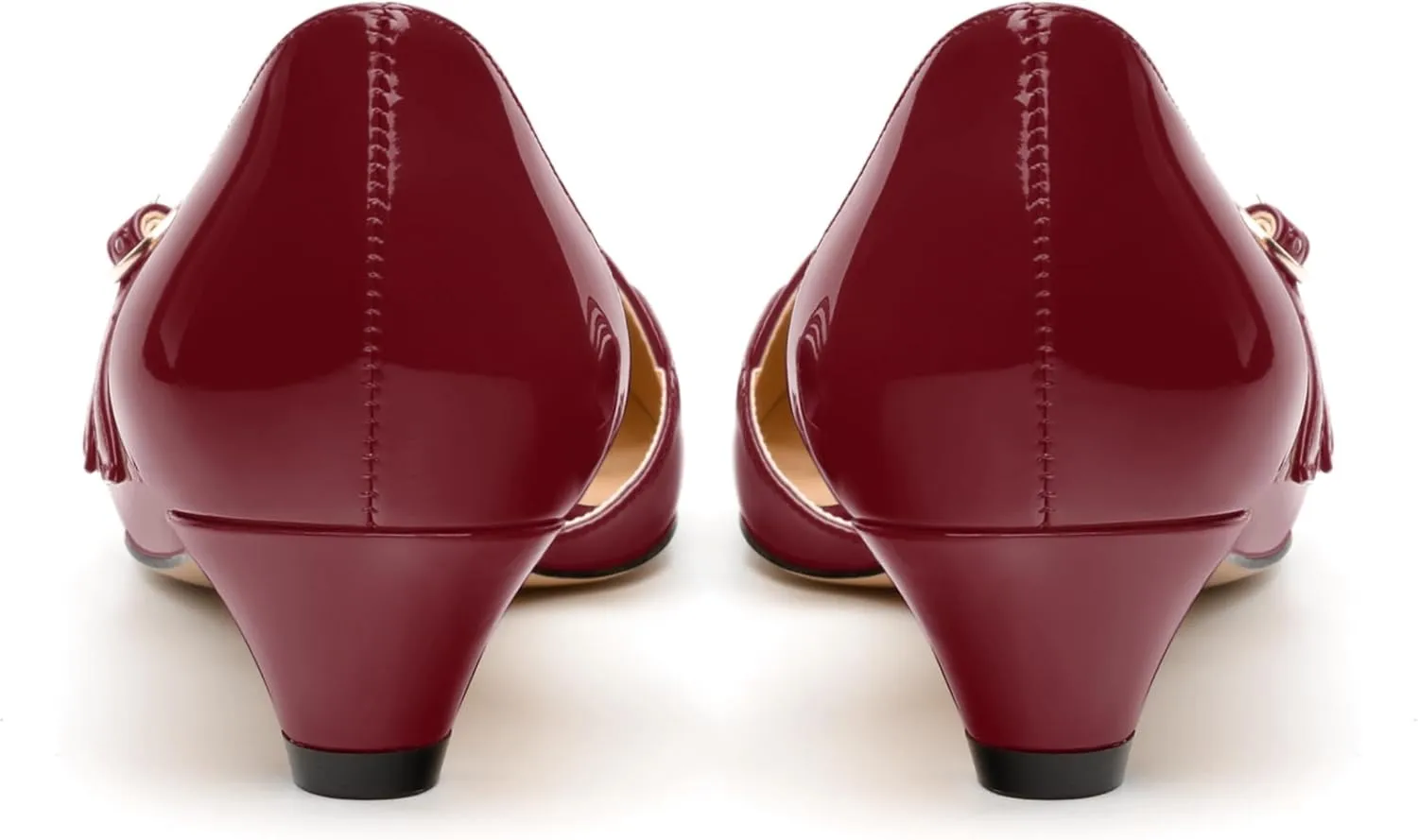 Women's Pumps with Square Toe, 1.3-inch Low Heels, Slip-On Design, Solid Faux Patent Leather, Elegant Dress Shoes for Office, Party, and Dating