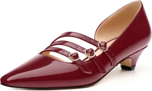 Women's Pumps with Square Toe, 1.3-inch Low Heels, Slip-On Design, Solid Faux Patent Leather, Elegant Dress Shoes for Office, Party, and Dating