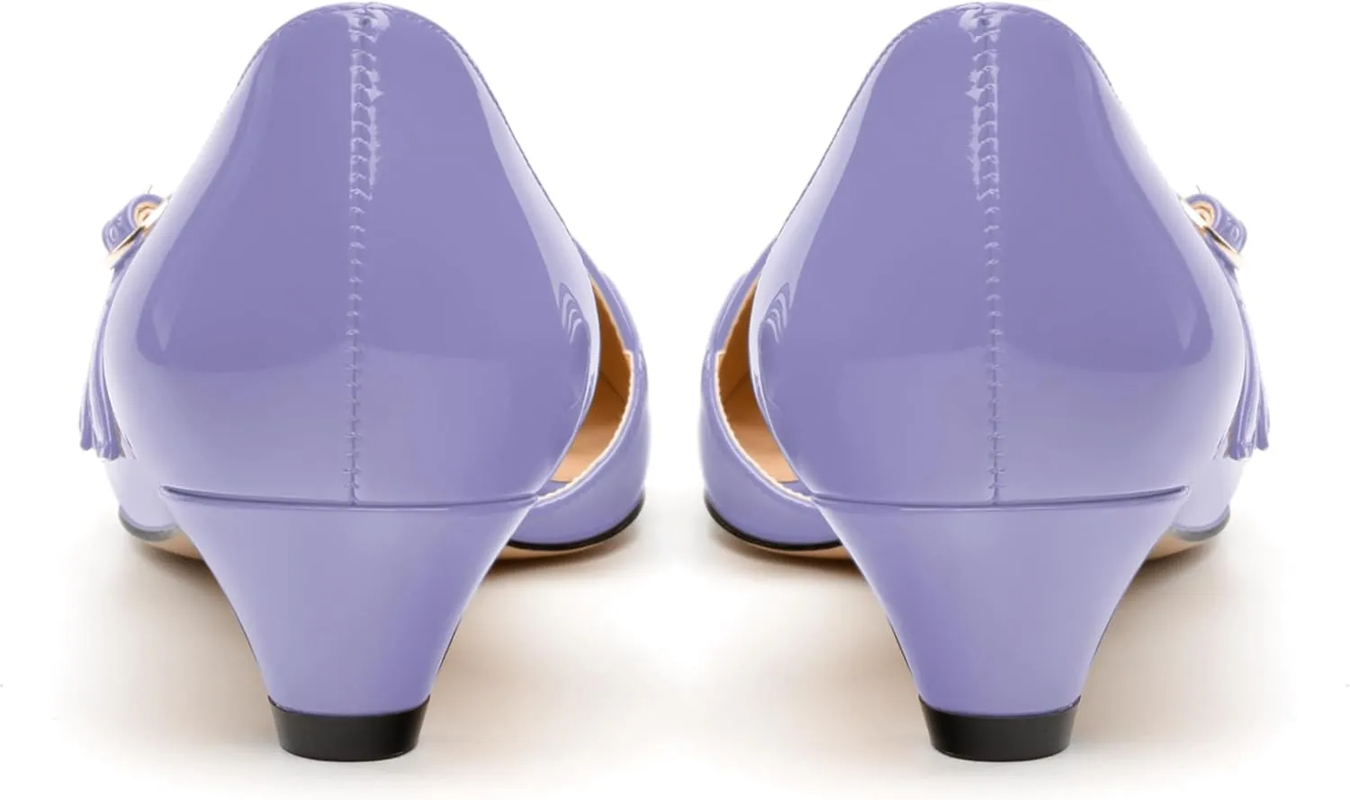 Women's Pumps with Square Toe, 1.3-inch Low Heels, Slip-On Design, Solid Faux Patent Leather, Elegant Dress Shoes for Office, Party, and Dating