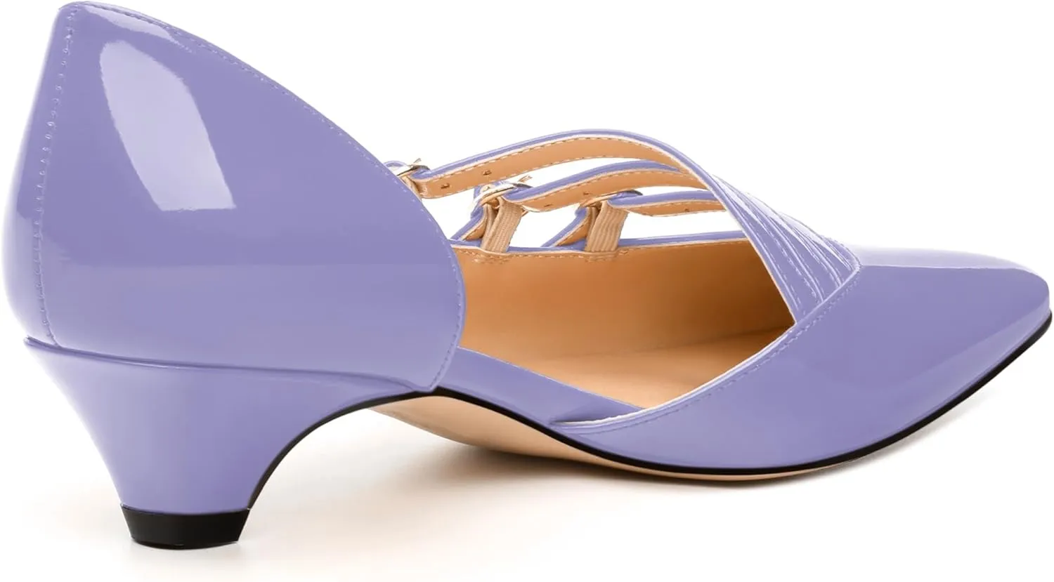 Women's Pumps with Square Toe, 1.3-inch Low Heels, Slip-On Design, Solid Faux Patent Leather, Elegant Dress Shoes for Office, Party, and Dating