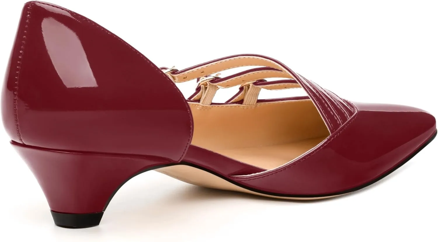 Women's Pumps with Square Toe, 1.3-inch Low Heels, Slip-On Design, Solid Faux Patent Leather, Elegant Dress Shoes for Office, Party, and Dating