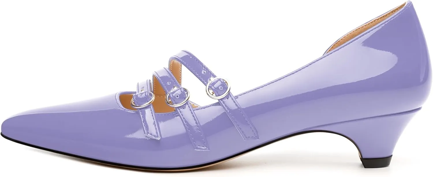 Women's Pumps with Square Toe, 1.3-inch Low Heels, Slip-On Design, Solid Faux Patent Leather, Elegant Dress Shoes for Office, Party, and Dating