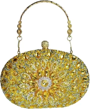 Women's Rhinestone Clutch Purse Crystal Detachable Handle Evening Bag Elegant Wedding Prom Club Cocktail Party Handbag