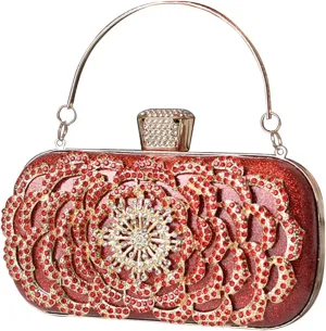 Womens Rhinestone Evening Bag Sparkly Glitter Sequin Handbag Crystal Clutch Bag Bridal Wedding Purse