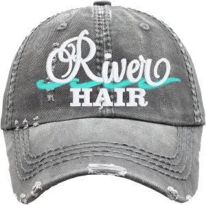 Women's River Hair Hat, Baseball or High Ponytail Cap, Tubing Bum Don't Care Whitewater Rafting Gift Present