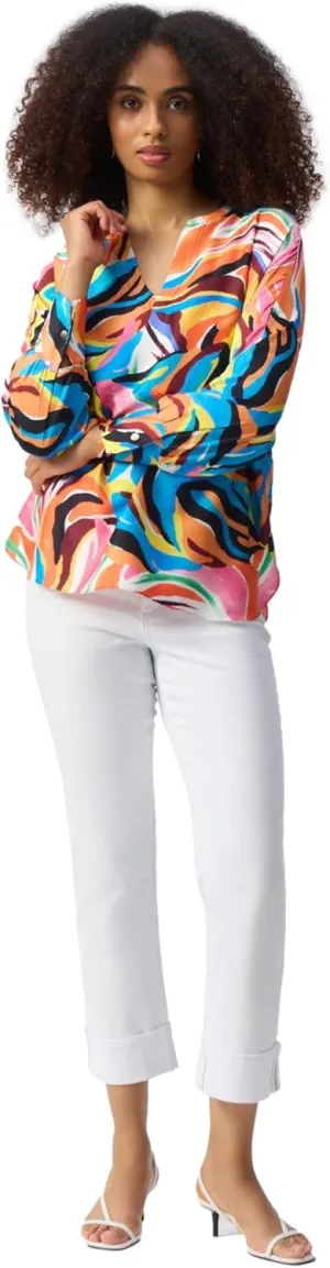 Women's Satin Abstract Print Boxy Top