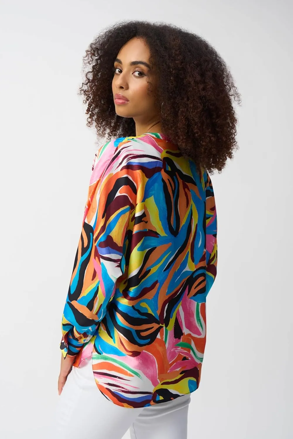 Women's Satin Abstract Print Boxy Top