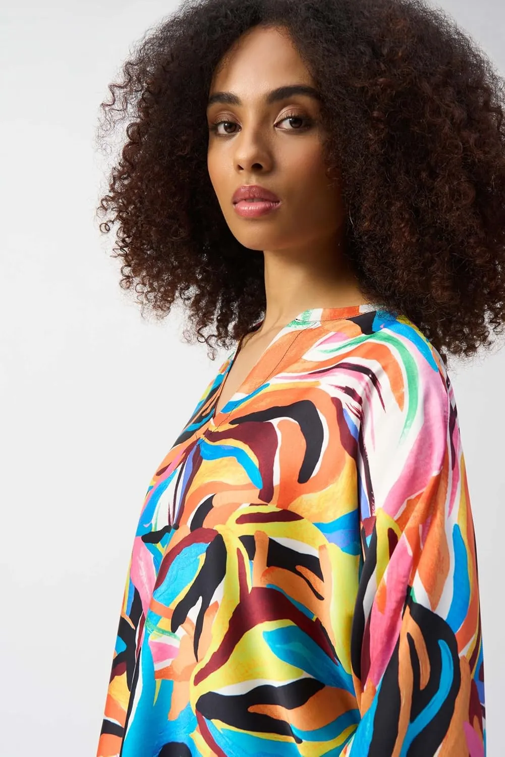 Women's Satin Abstract Print Boxy Top