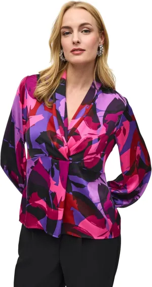 Women's Satin Abstract Print Trapeze Top