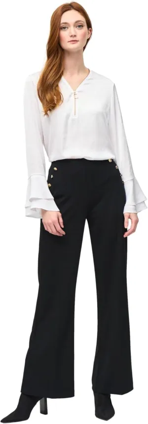Women's Satin Boxy Top with Ruffled Sleeve