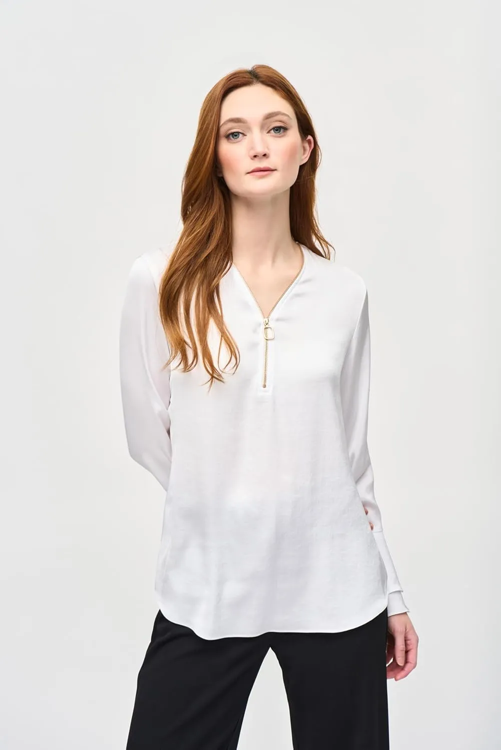 Women's Satin Boxy Top with Ruffled Sleeve
