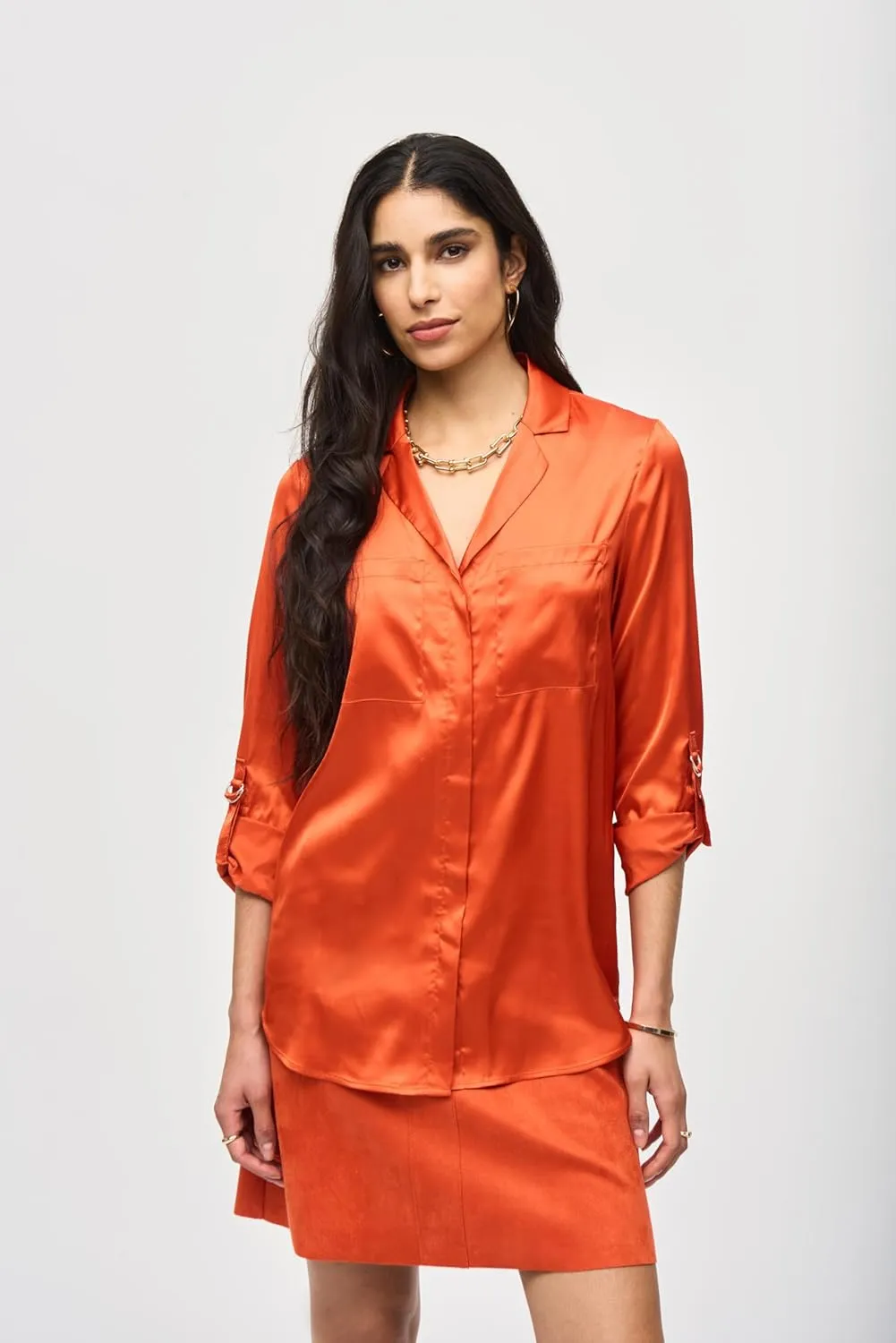 Women's Satin Button-Down Blouse