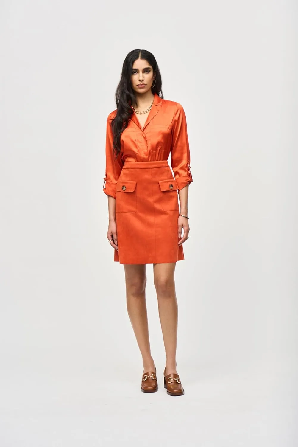Women's Satin Button-Down Blouse