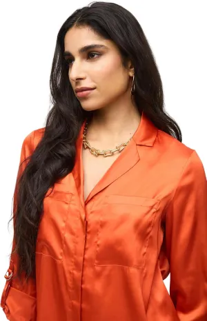 Women's Satin Button-Down Blouse