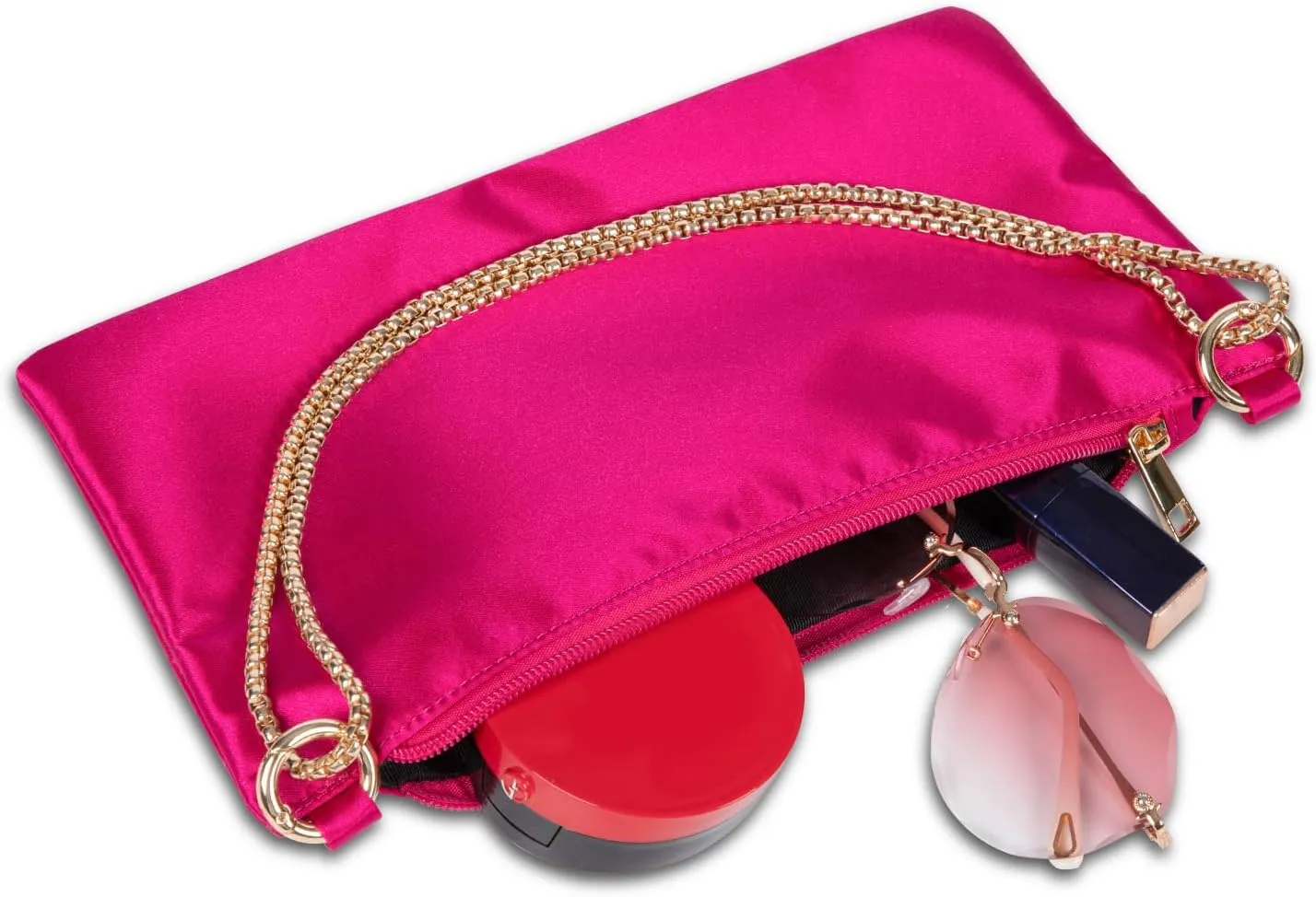 Women’s Satin Evening Bag Clutch Purse Handbag for Women Wedding Shoulder Bag with 2 Chains for Formal Cocktail Party