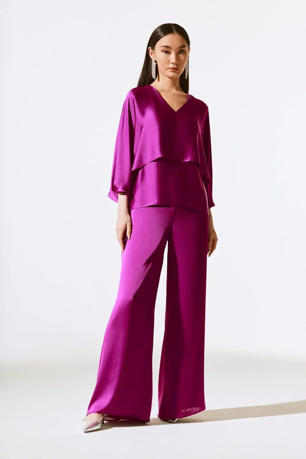Women's Satin V-Neck Layered Top