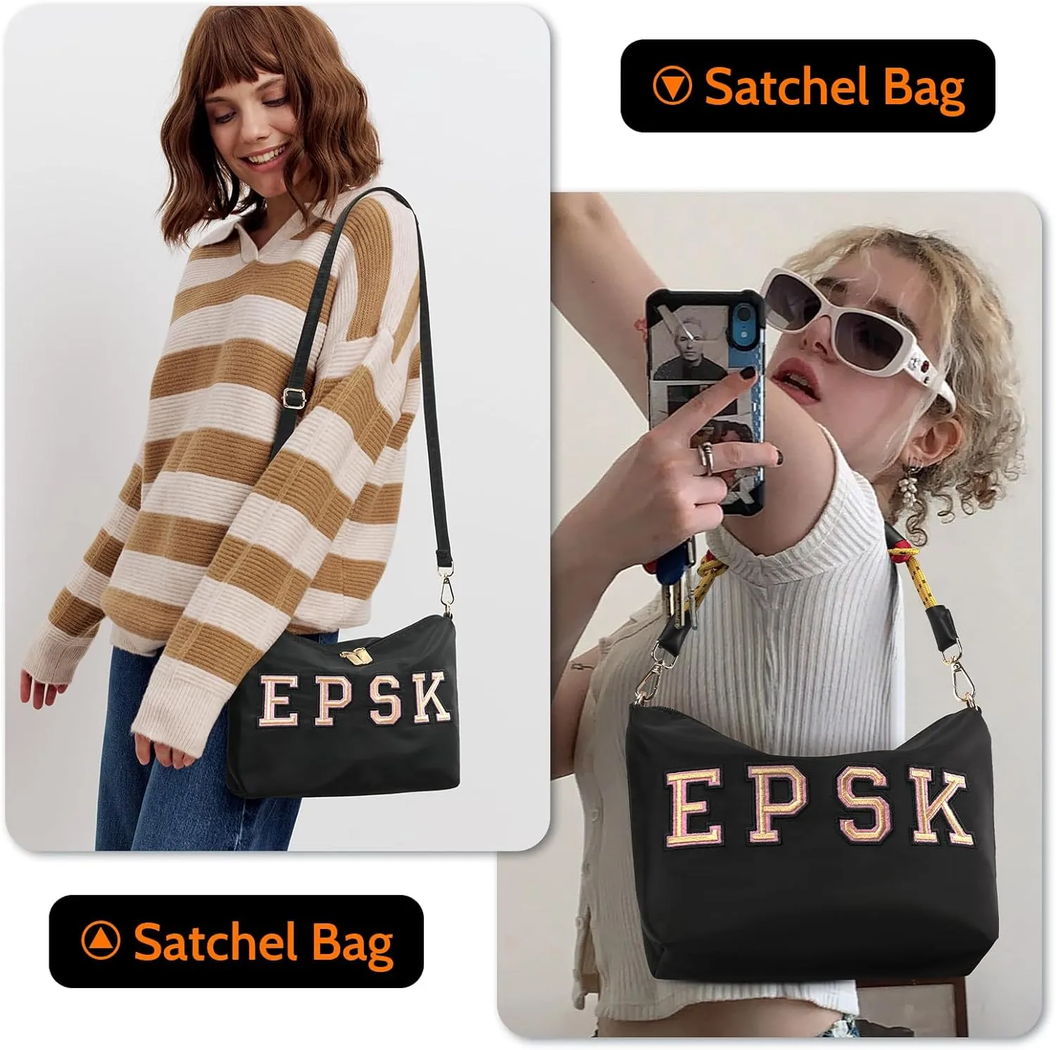 Women's Shoulder Bag Nylon Crossbody Bag Hip Hop Fashion Style Tote Letter Embroidery Craft Detachable Strap