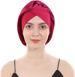 Women’s Soft Silky Satin Turban Elastic Wide Band Satin Bonnet Night Sleep Hat Hair Loss Cap