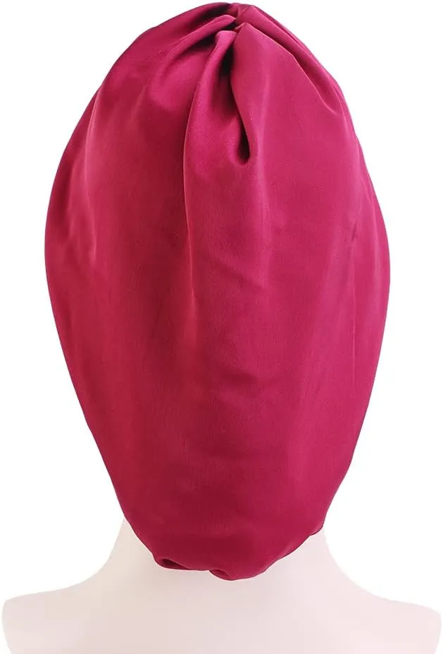 Women’s Soft Silky Satin Turban Elastic Wide Band Satin Bonnet Night Sleep Hat Hair Loss Cap