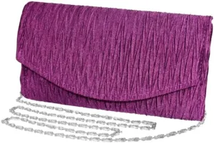 Womens Vintage Satin Pleated Envelope Evening Cocktail Wedding Party Handbag Clutch