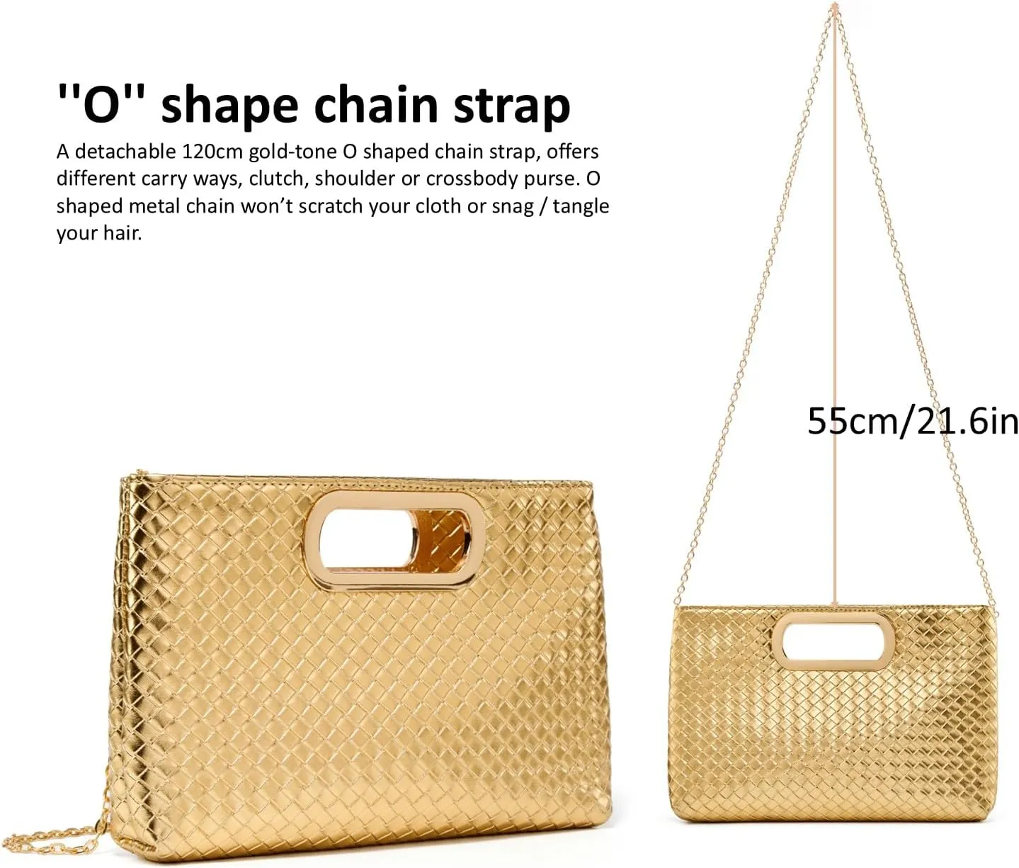 Woven Evening Bag Clutch Purses for Women Fashion PU Leather Crossbody Purse for Wedding Party and Prom