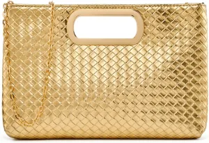 Woven Evening Bag Clutch Purses for Women Fashion PU Leather Crossbody Purse for Wedding Party and Prom
